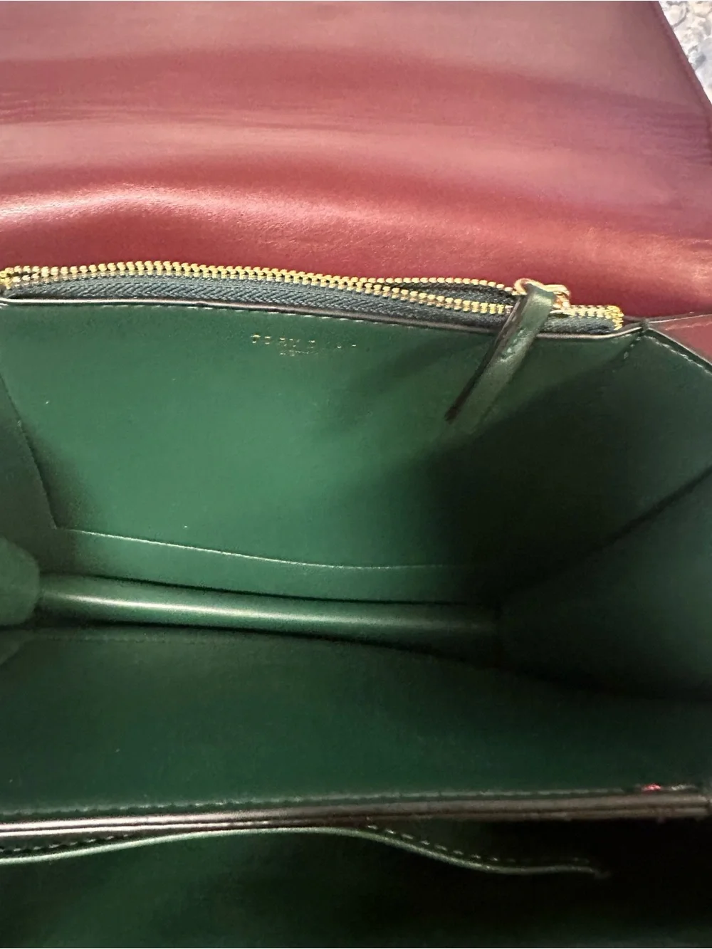 Tory Burch Burgundy Leather Shoulder Bag with Gold Chain